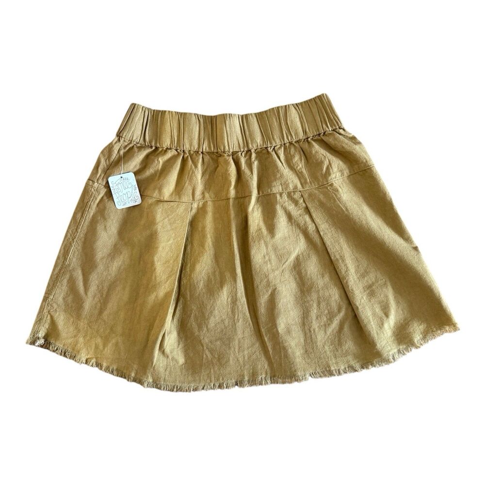 Free People Mariposa Mini Skirt Cocoa Pleated Utility Cotton Raw Hem XS NWT - Picture 2 of 9